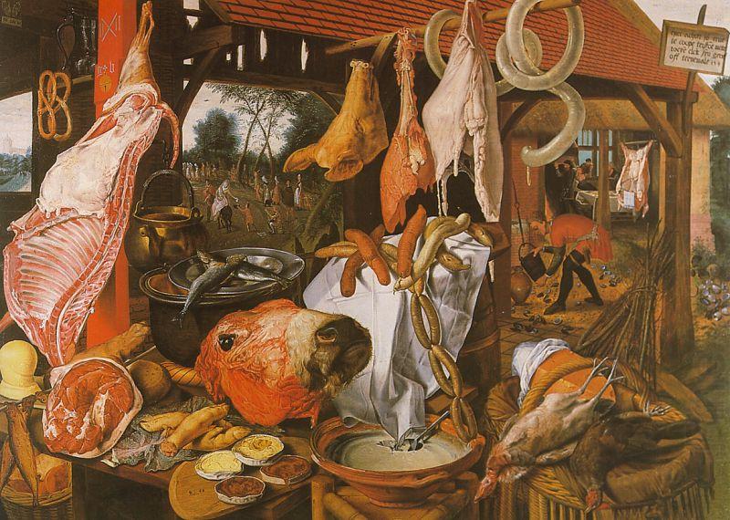  Butcher's Stall with the Flight into Egypt, Pieter Aertsen